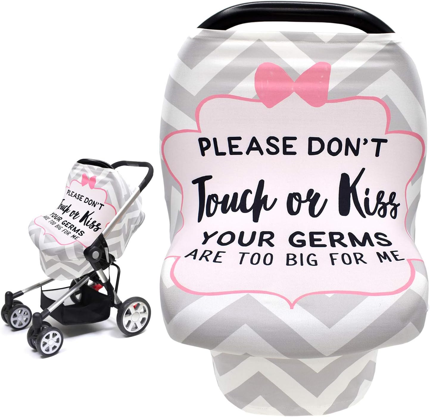 Metplus No Touch Sign Car Seat Cover for Babies, Mom Nursing Covers Breastfeeding Scarf, Multi Use Infant Carseat Canopy for Newborn Carrier/Stroller/Shopping Cart, Baby Shower Gifts for Boy Girl