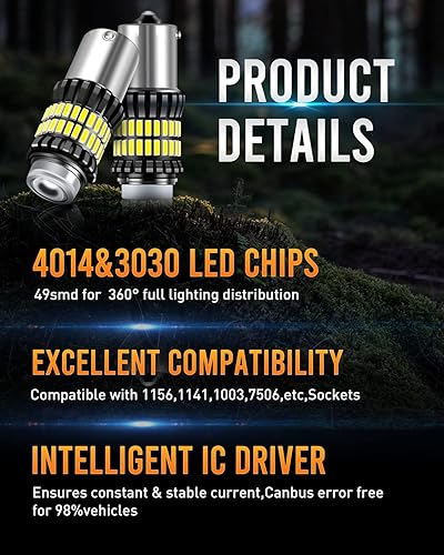 Miniatura 5 de LUYED Bombilla LED 1156, luces LED de marcha atrás, 300% más brillante, xenón blanco, 1340 lúmenes, superbrillante, BA15S 1003 1141 P21W 7506,