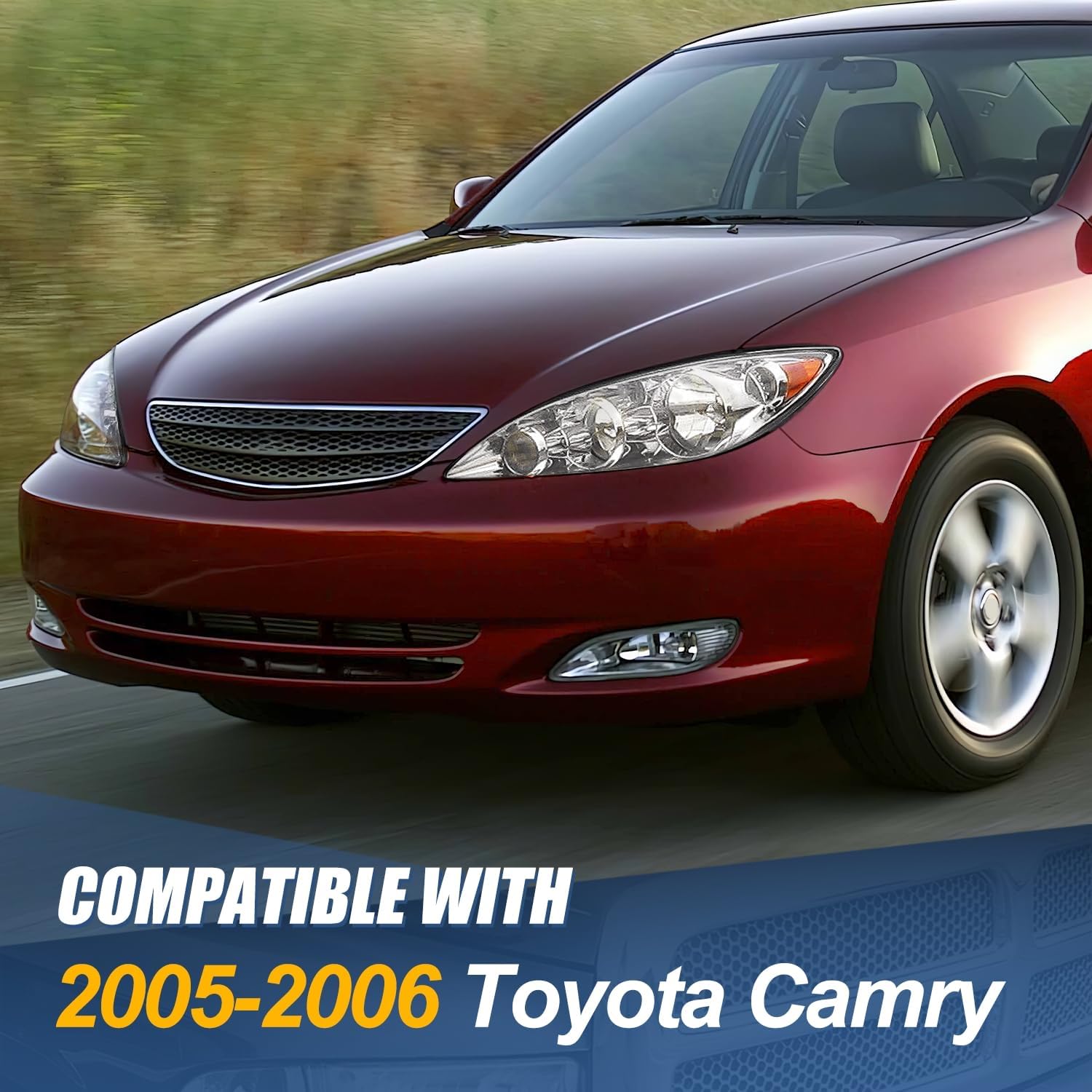 Auto Dynasty Headlights Assembly Compatible with Toyota Camry XV30 2005 2006, Driver and Passenger Side, Chrome Housing Amber Corner