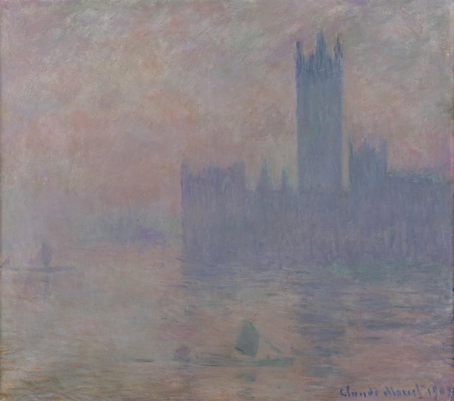 Tableaux Monet Parlement de Londres pour grand mur vide