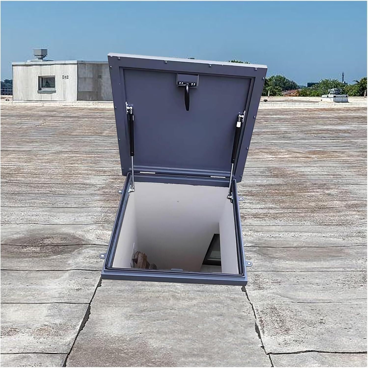 VUIKLCty Metal Attic Skylight Cover, Roof Hatch Cover, 90 ° Rotating Handle Lock, Manhole/cellar Exit Cover(95 * 95cm)