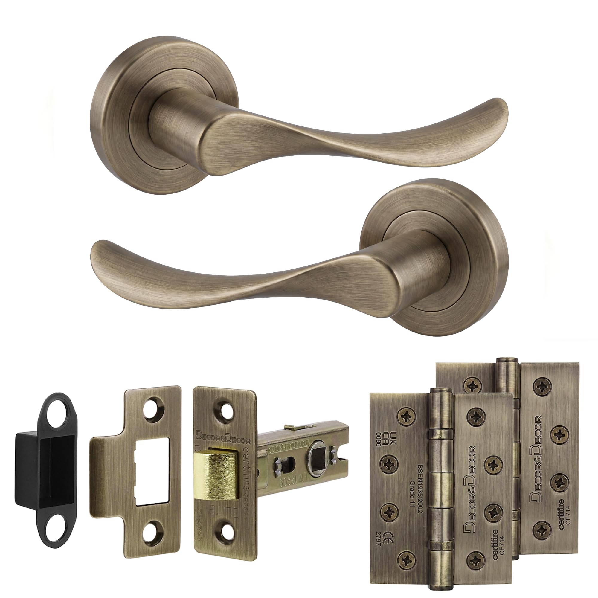 Decoranddecor Nimbus Antique Brass Internal Door Handles, Hinge Kit 102mm — image 1