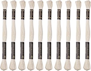 12 Skeins Embroidery Cotton Floss is 100% Egyptian Long Fiber Cotton of 8.75yds Each Cotton Cross Stitch Thread for Hand Embroidery DIY Creation and Friendship Bracelet String. (12, Beige) - Buy now