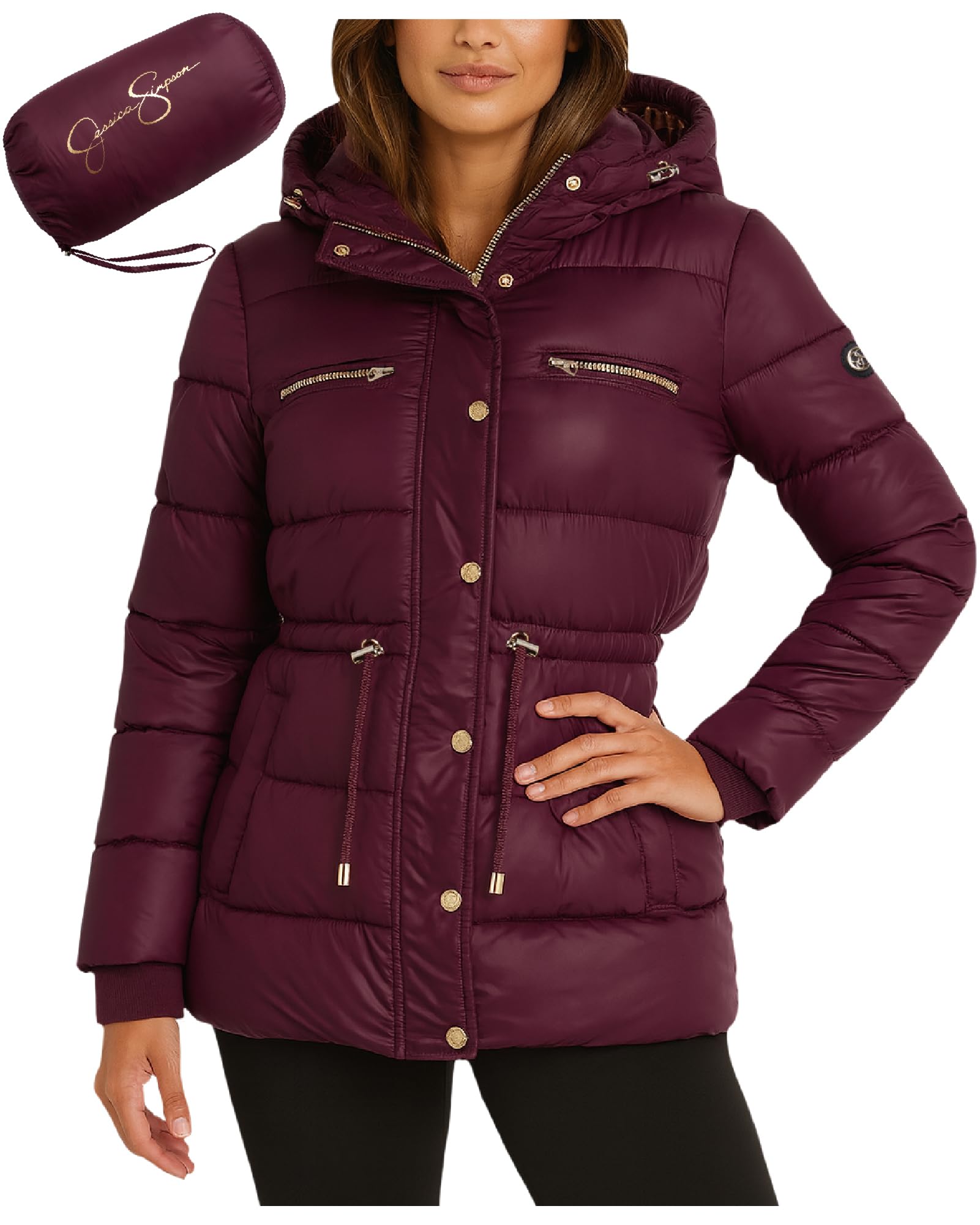 Jessica Simpson Womens Puffer Jacket - Full Zip Quilted Packable Insulated Winter Jackets for Women - Warm Womens Winter Coat