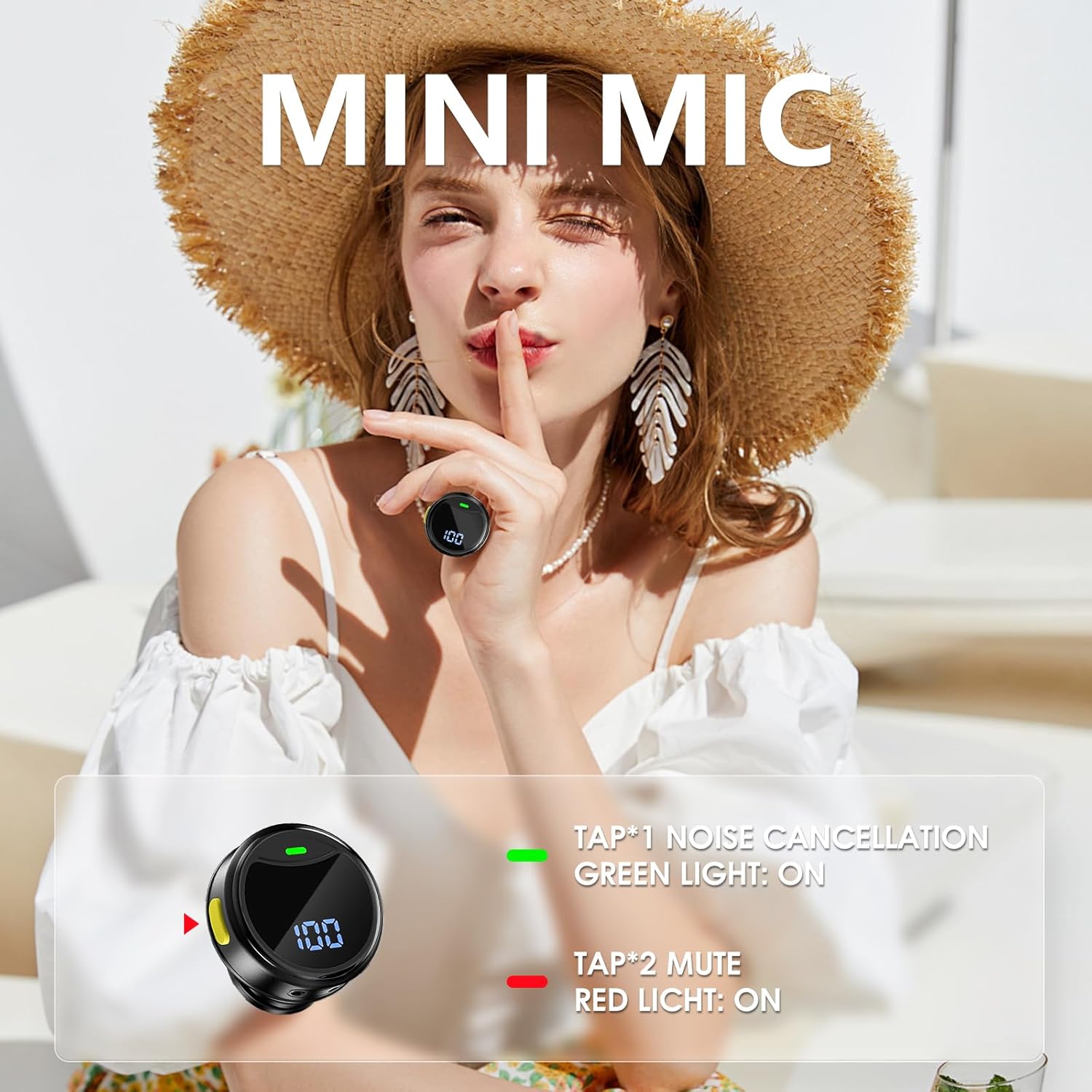 Wireless Lavalier Microphone for iPhone/Android, Mini Lapel Mic with Noise Cancellation, 48KHz 24Bit, 30h Battery Life, Mini Microphone for Video Recording, Vlogging