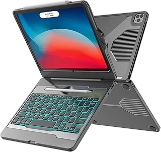 CHESONA iPad Pro 11 Case with Keyboard, iPad Air 5th Generation Case with Keyboard 10.9-inch, 5-in-1 Typc-C & USB Hub, 7 Color Backlit - Smart Keyboard for iPad Pro 11 Inch, Air 5th, Air 4th, Black