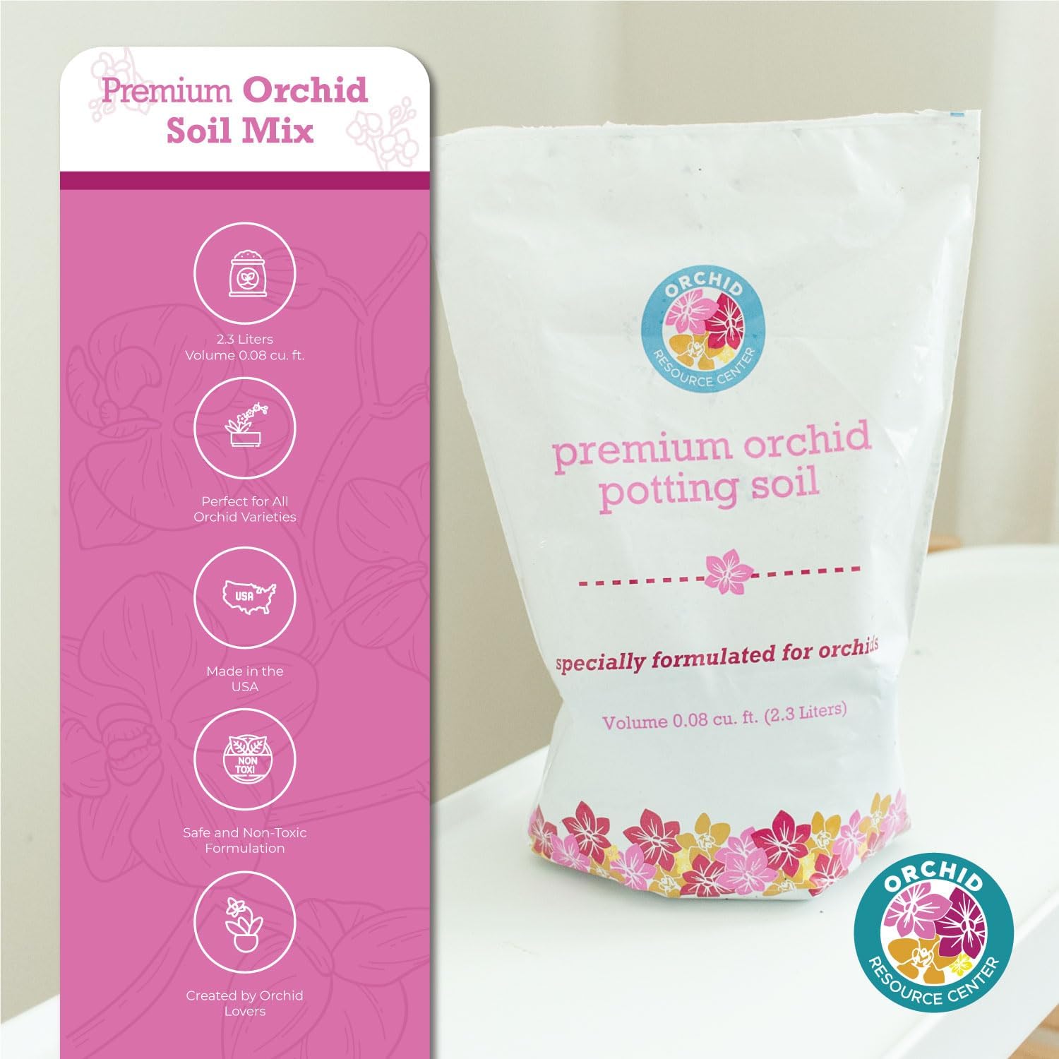 100% Organic Orchid Potting Soil – Nutrient-Rich, Well-Draining Blend for Stronger Roots & Vibrant Growth | Hand-Blended & Eco-Friendly | Made in USA | 2.3L Bag