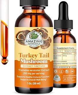 Organic Turkey Tail Mushroom Extract Tincture (Fruiting body) – 250mg per Serving – Dual Extract Liquid Supplement – Immune Support & Wellness – Vegan, Non-GMO, Sugar & Alcohol-Free Drops – 1oz