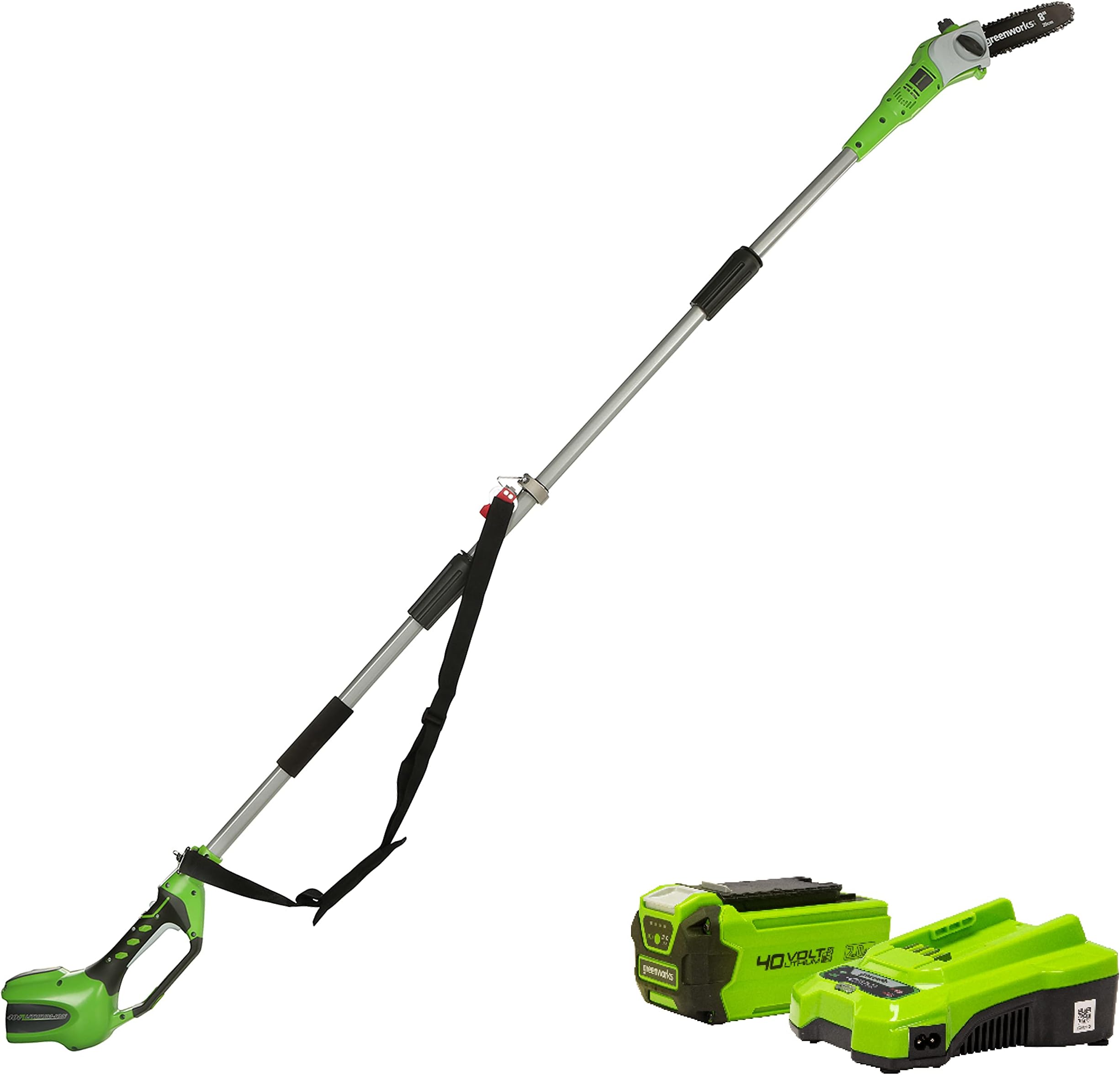 Greenworks 40V 20cm Battery Telescopic Pole Saw, Including 2Ah Battery and Charger