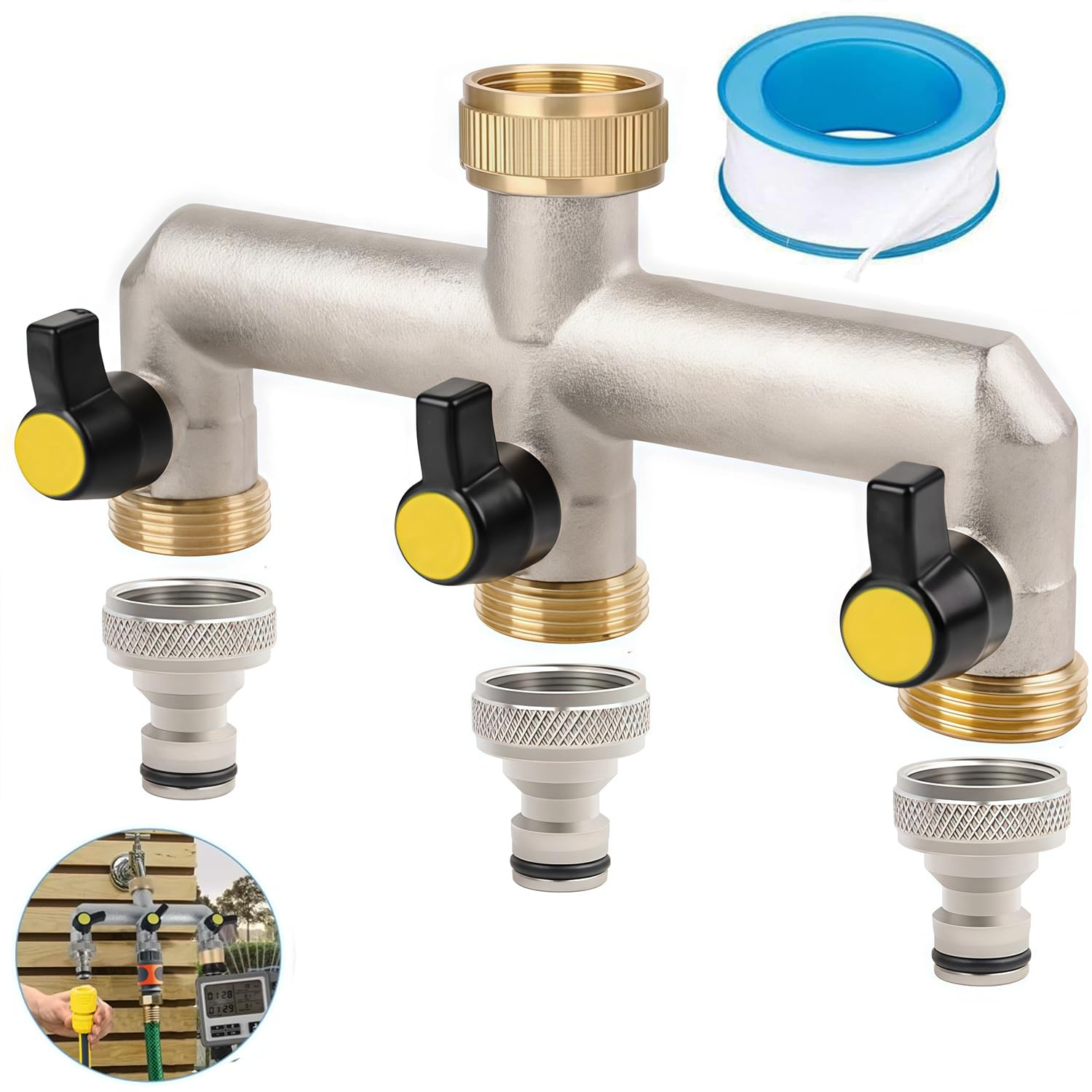 Distributeur d'eau 3 Voies 3/4 pour l'Arrosage Facile du Jardin et de la Maison