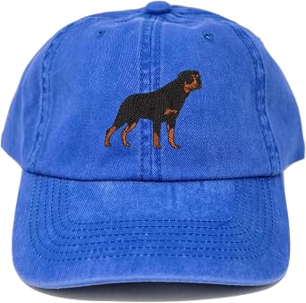 Gift for Rottweiler dog lover, Rottweiler dog embroidered baseball cap, Rottweiler dog cotton baseball cap, custom ball cap, dad hat BLUE
