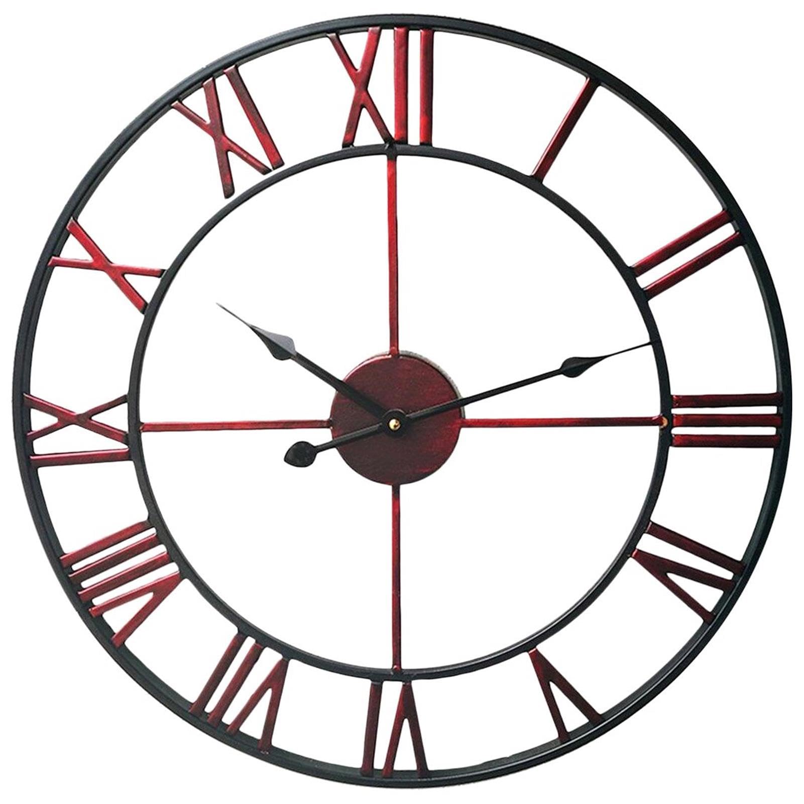 Reloj de pared para exteriores, reloj de números romanos sin tictac, reloj de metal vintage que funciona con pilas para patio, piscina, terraza, reloj decorativo grande silencioso para sala de estar,