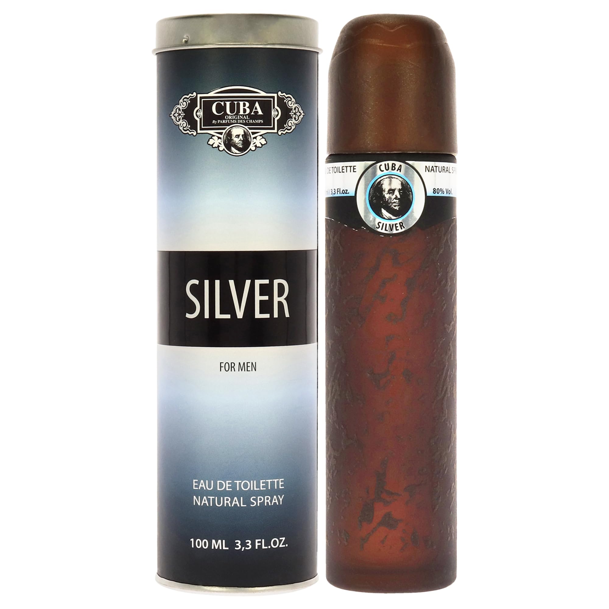 Cuba Silver Eau De Toilette Spray for Men, 3.3 Ounce