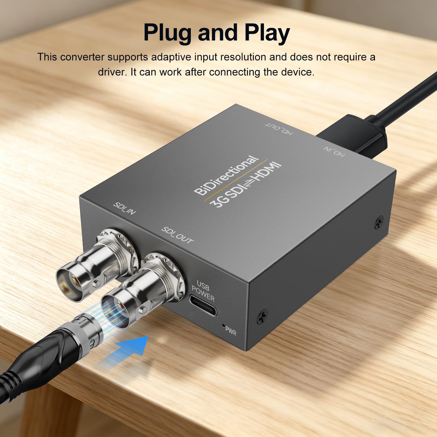Bidirectional SDI/HDMI Converter 3G, SDI to HDMI/HDMI to SDI Converter, Video Audio Adapter for Broadcast, Live Streaming, Photography & Home Theater（with Power Supply）