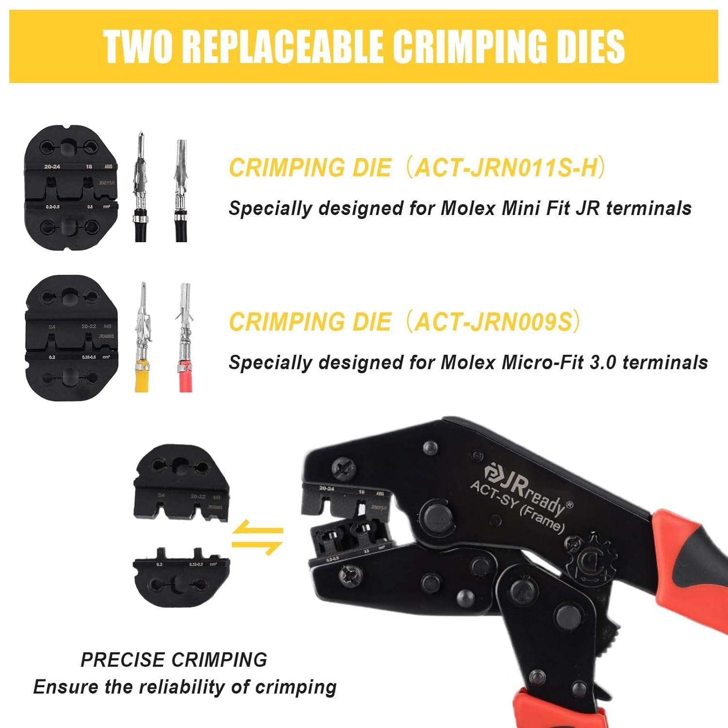 JRready 3.0/4.2mm Pitch Two Types 2 4 6 8 Circuits Male & Female Receptacle Plug Connector Kit with Crimp Tool,Compatible with Molex Micro-Fit 3.0 and Mini-Fit Jr Connector,Free Hanging,ST6492