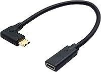 Vista 10 de Cable de extensión tipo C 3.1 de 90 grados USB 3.1 tipo C macho a macho Gen 2 (10Gbps) Cable de extensión de conector compatible con carga, datos