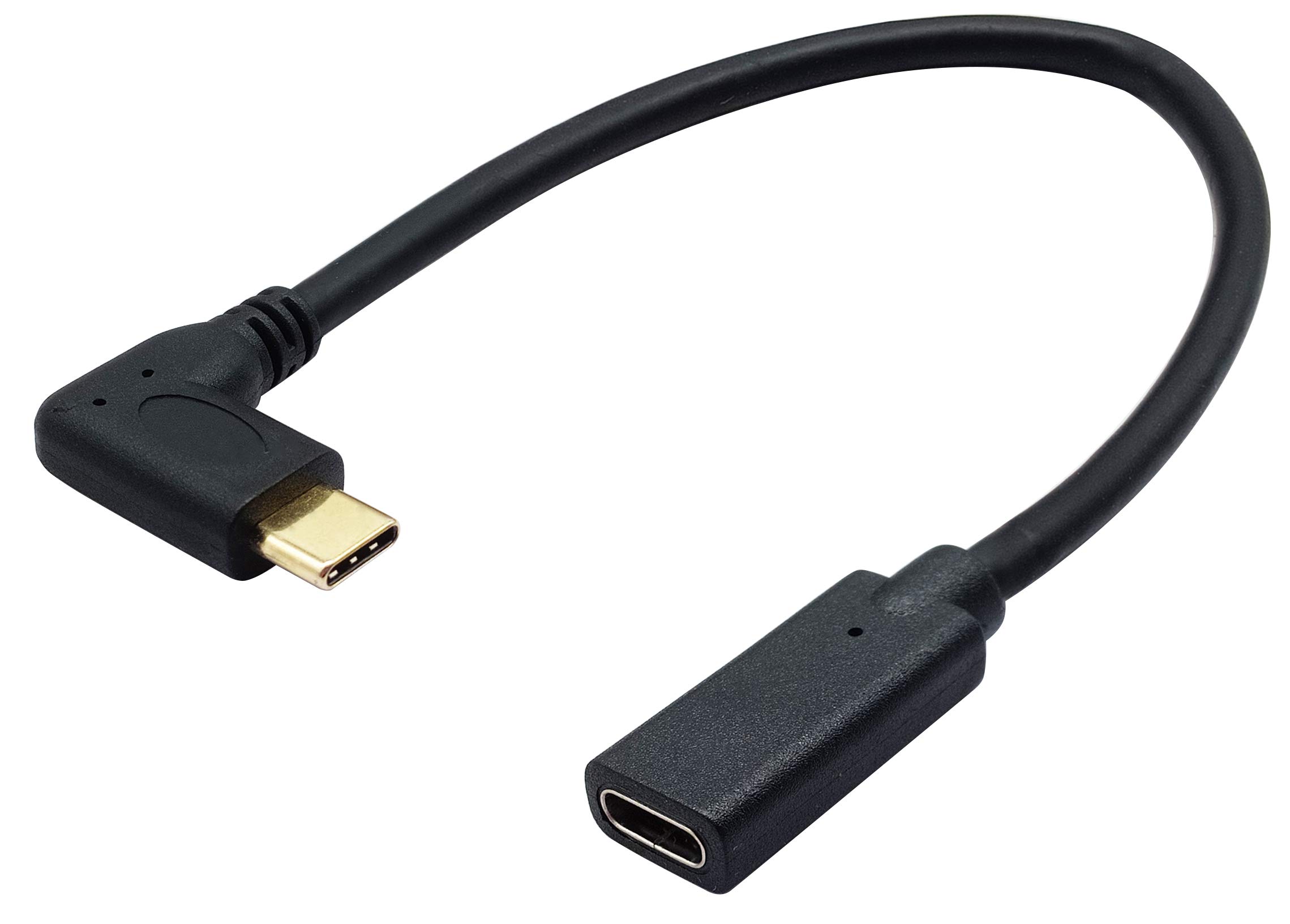 AAOTOKK 90 Degree USB 3.1 Type C Male to Female Gen 2 (10Gbps) Connector Extension Cable, Supports Charging, Data, Audio, Video Cable for New MacBook