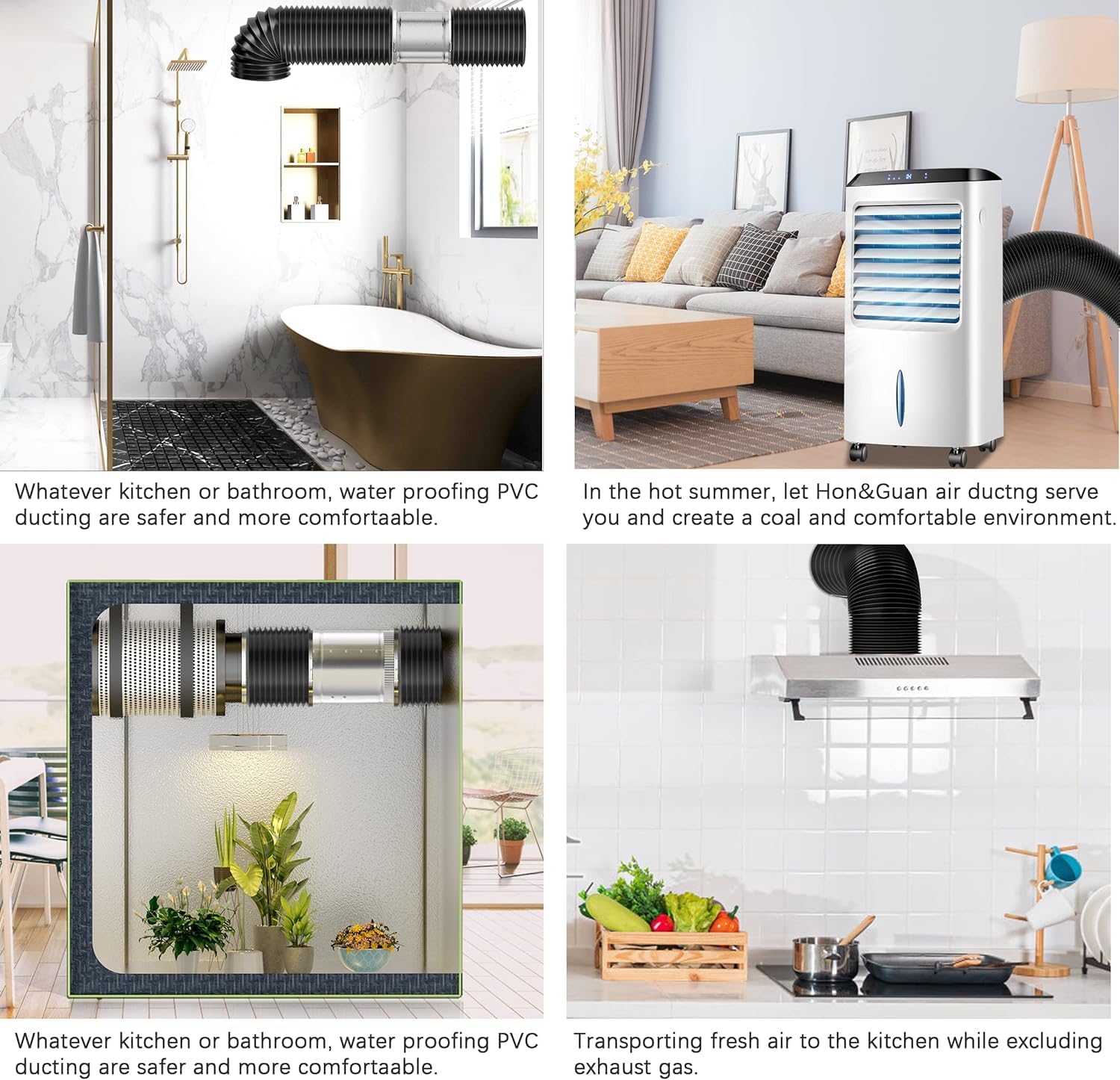 7.5 Ft Aluminum Ducting Flexible, Heavy-Duty Three-Layer Protection with 2 Duct Clamps, Dryer Vent Hose for Heating Cooling Ventilation and Exhaust Fan