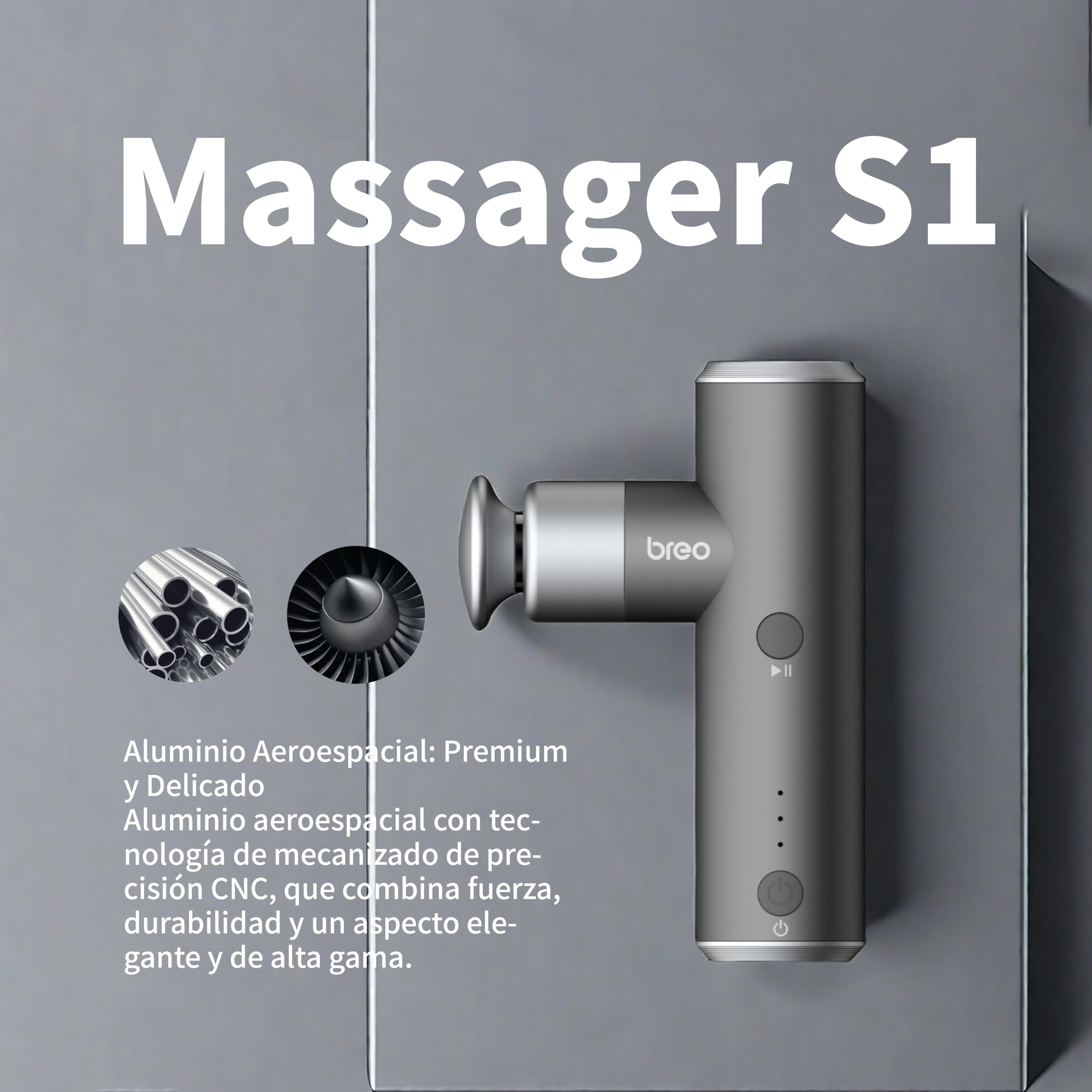 Breo S1 Mini Pistola de Masaje Muscular – Masajeador Muscular Profundo con 24 Cabezales, Regalo para Hombre, Mujer, Papá y Mamá