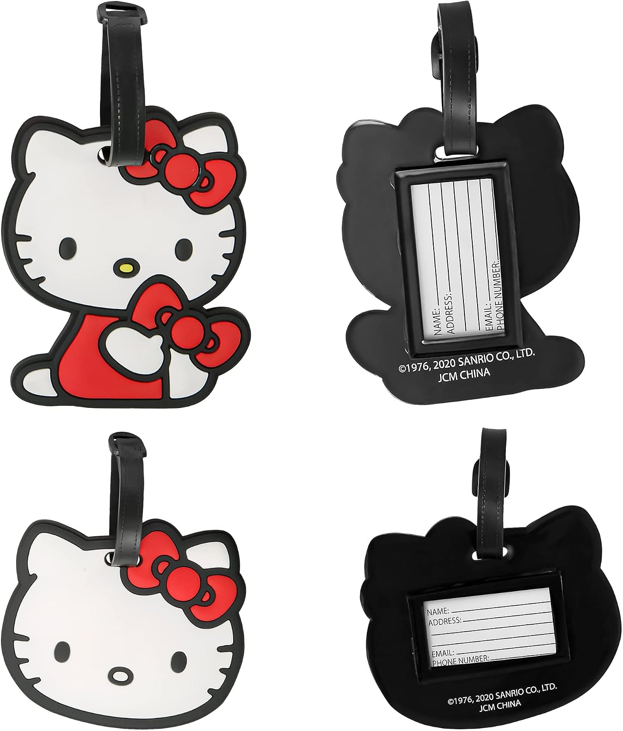 Hello Kitty Luggage Tag for Suitcases 4-Pack Official License, Cute Luggage Tags, Sanrio Travel Gifts