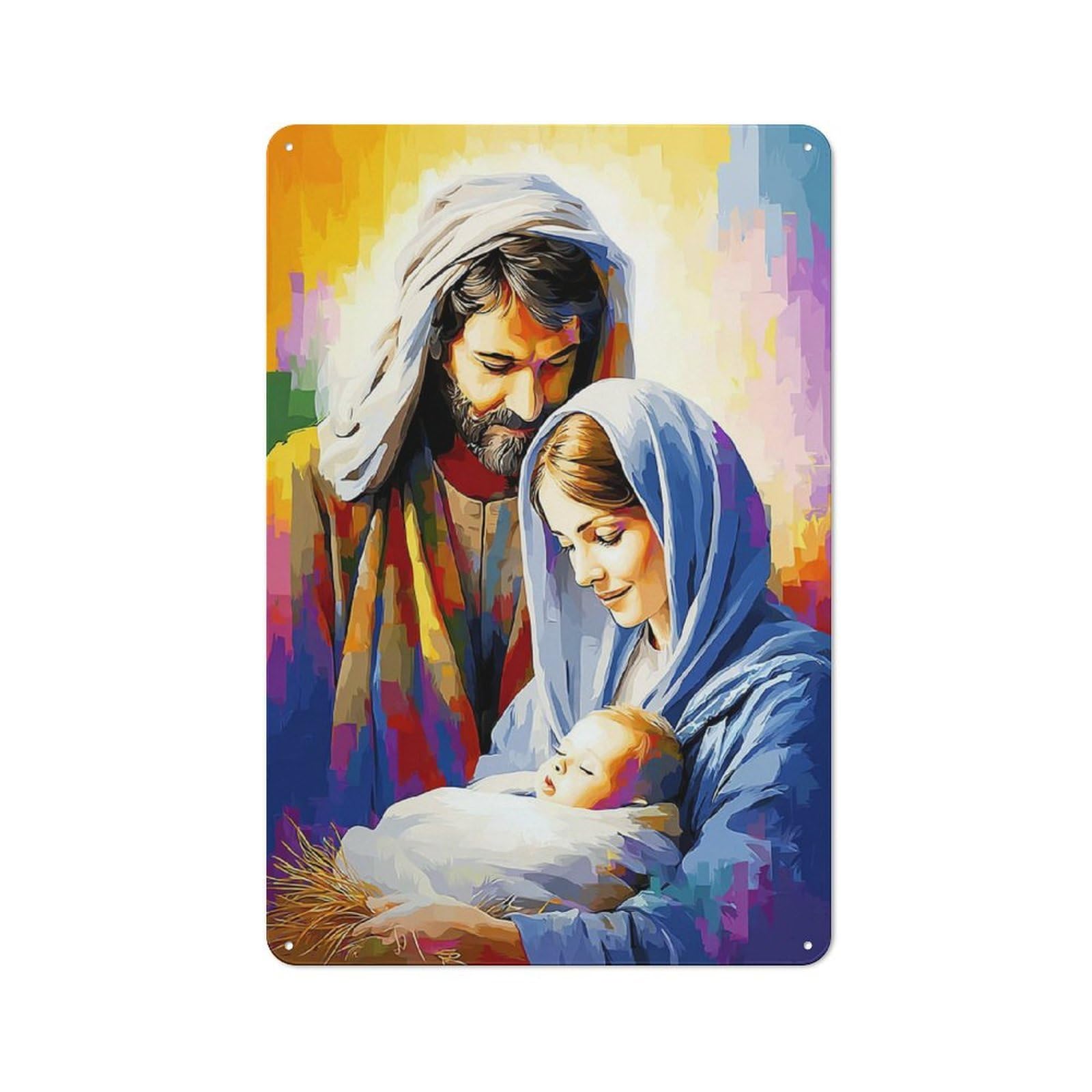 Junmoney Christmas Nativity Scene Painting Tin Sign 30X20cm For Bar Or Restaurant, Retro Wall Decor, For Restaurant Interior Fans