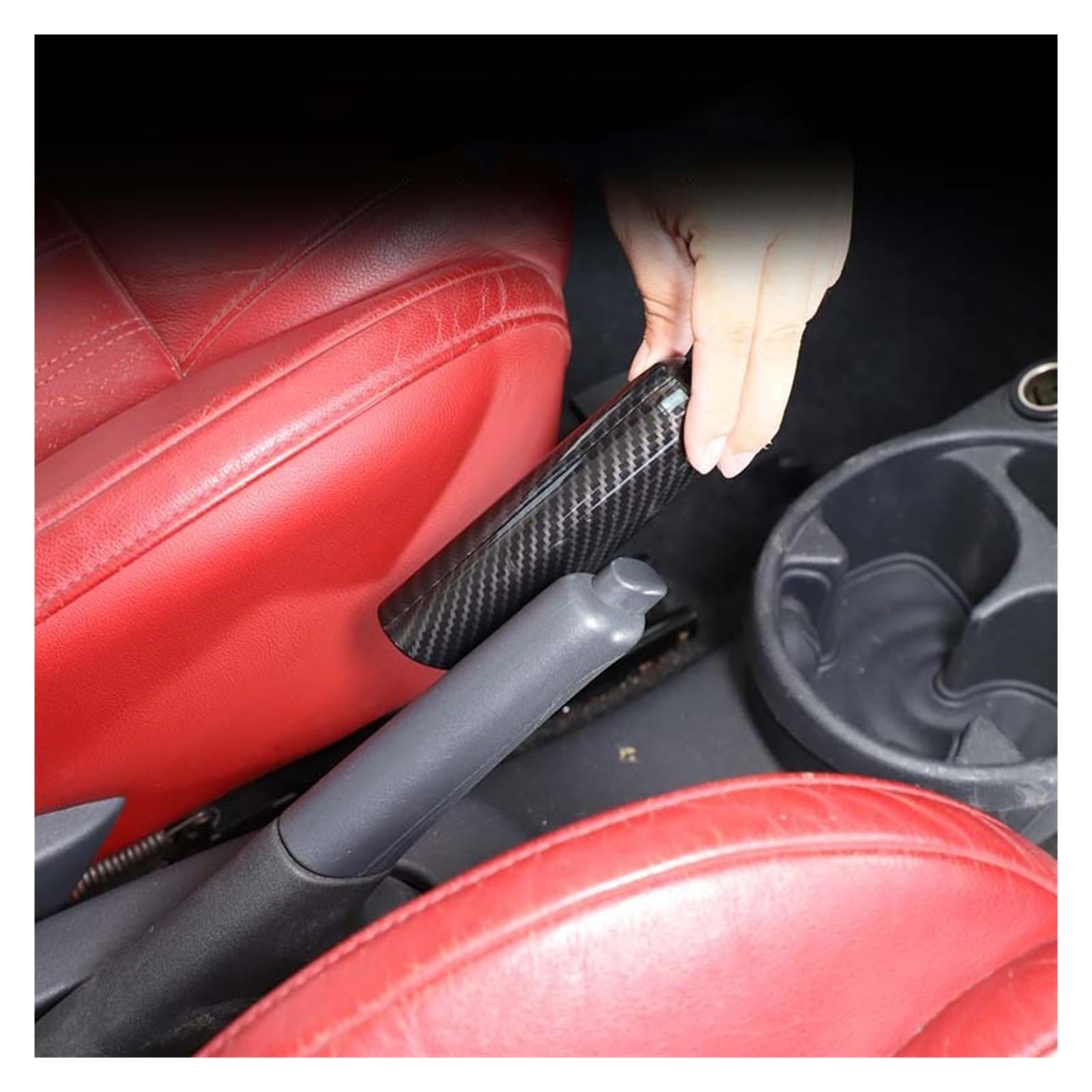 Handbremshebel-Hülsen-Schutzhülle, dekorativ, for den Automobilbereich | Kompatibel mit Fiat 500 2007–2024 Innenzubehör(Bright black)