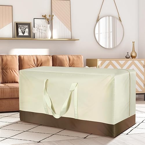 Miniatura 6 de Paquete de 2 bolsas de almacenamiento para cojines de patio, impermeables, 420D, para exteriores, protectoras, con cremallera, para muebles, 60