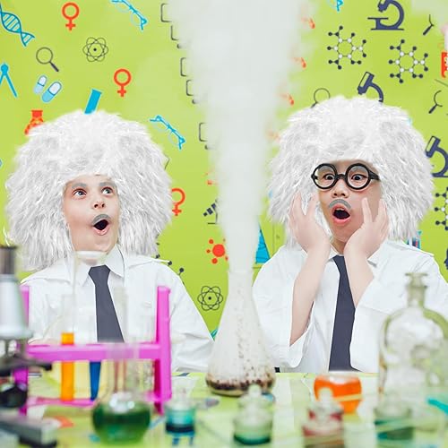 Miniatura 2 de Kids Mad Scientist Costume 9 Pcs Set With Wig 100th Day of School Old Man Albert Einstein Costume for 5-14 Years