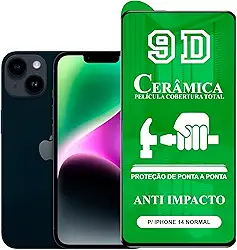 Película Compatível com iPhone 14 Normal - 9D Cerâmica Protetora Resistente Anti Impacto Queda Choque Shock Flexível Nano Gel Compatível com 3D 5D 100D