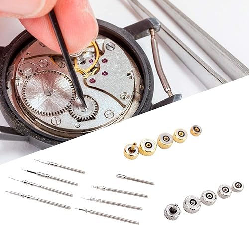 Miniatura 5 de Kit de reparación de relojes, corona de reloj, corona de reloj de acero inoxidable, conjunto de resorte de corona de reloj, herramienta de