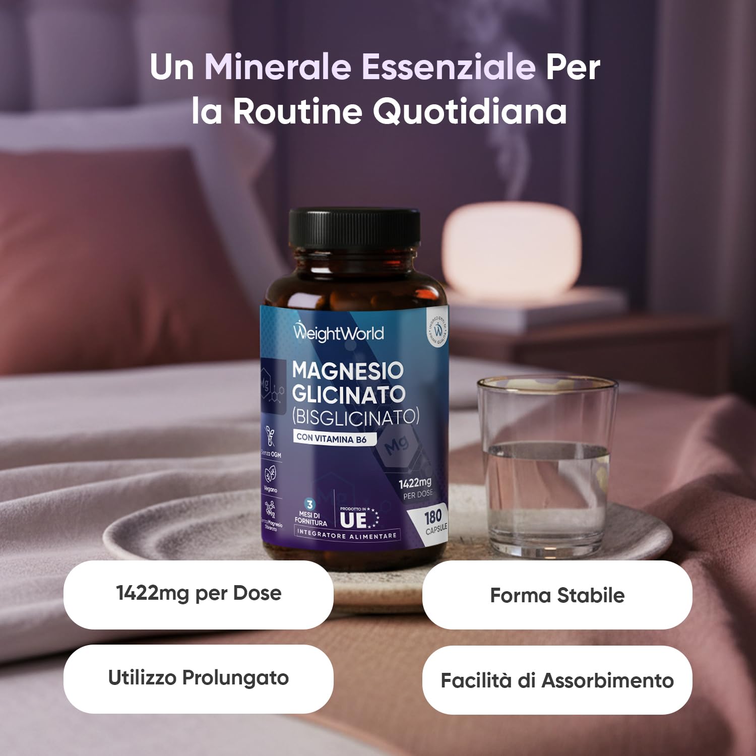 Magnesio Bisglicinato 1422mg, Omega 3 Olio di Pesce 2000mg, Vitamina D3 2000 UI Bundle, Magnesio Glicinato con Vitamina B6, 660mg EPA e 440mg DHA, Integratore Omega3 Fish Oil, Colecalciferolo (50mcg)