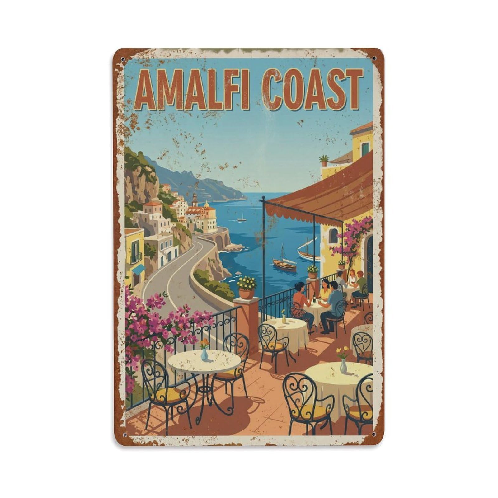 Vintage Travel Terrace Italy Restaurant Metal Tin Sign