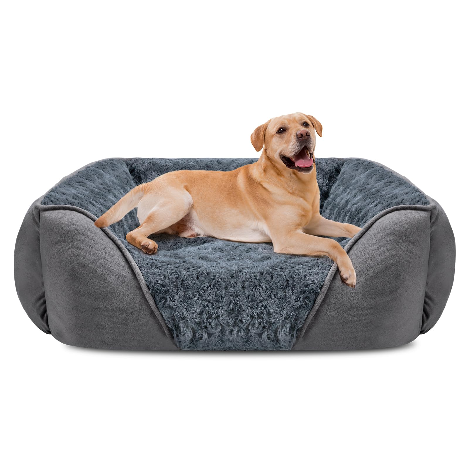 INVENHO XX-Large Dog Bed for Large Medium Small Dogs Rectangle Washable Dog Bed, Orthopedic Dog Sofa Bed, Soft Calming Sleeping Puppy Bed Durable Pet Cuddler with Anti-Slip Bottom XXL(42"x30"x10")