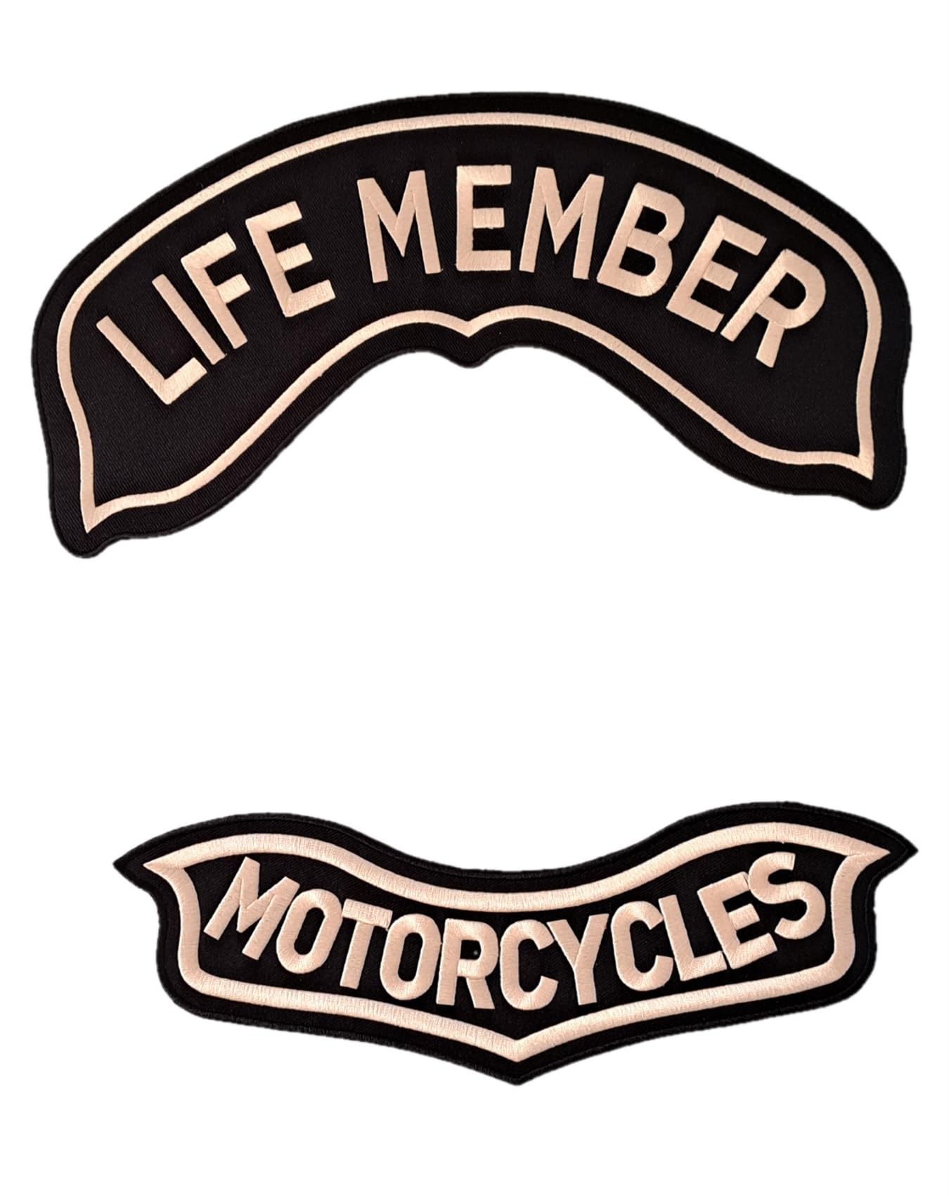 Aufnäher Rocker Grande Life Member + Adler Patch - MOTORCYCLES - für Chapter und Biker, goldfarben, aus Stoff, für Weste, Motorradfahrer.