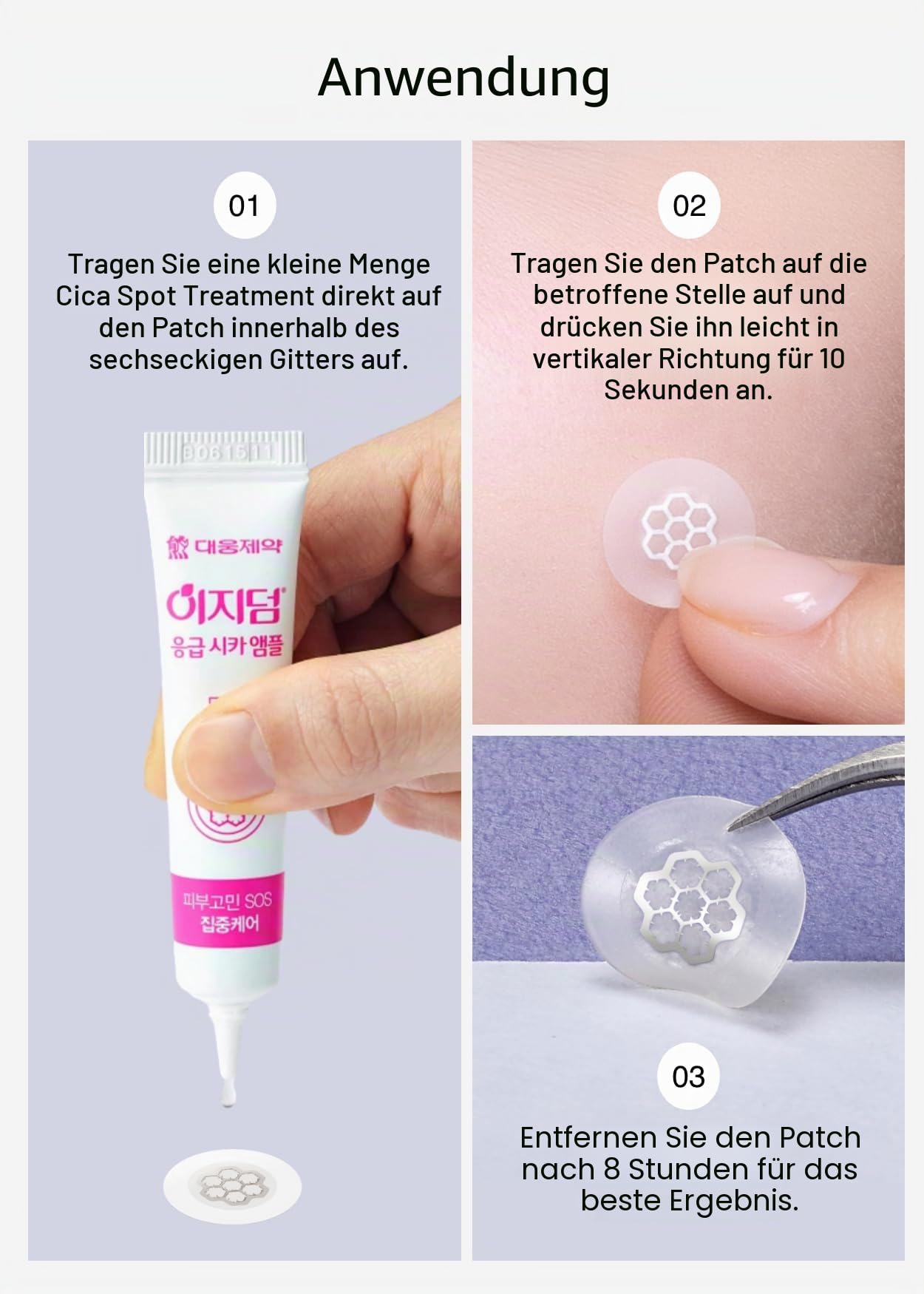 EasyDerm Quick Calming Magnesium Patches - Hydrokolloid Akne Spot Behandlung mit Teebaum & Zika, 10 Pflaster, Zit Sticker, TikTok Viral Blemish Patch