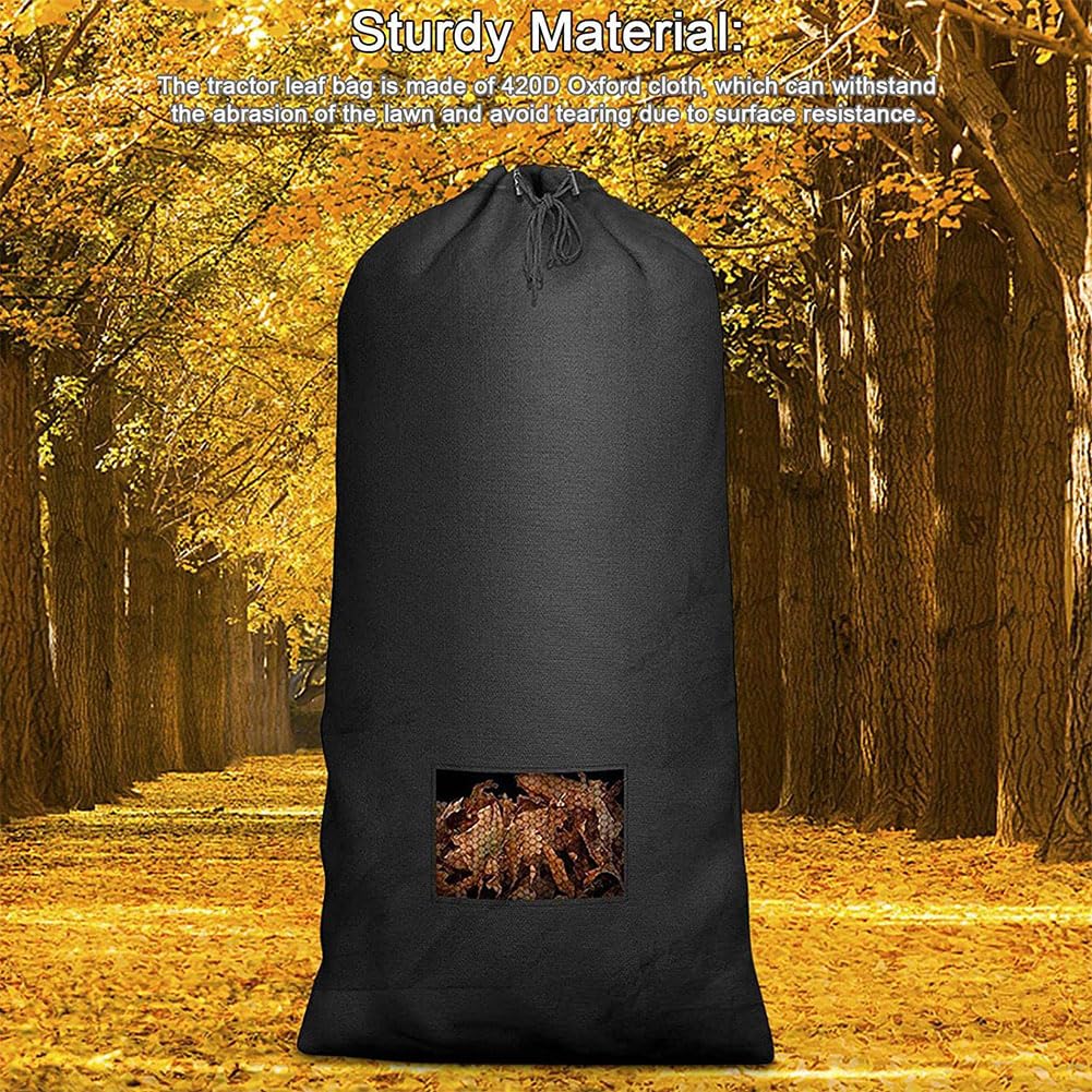 2 bolsas de hojas para tractor de césped, tela Oxford 420D resistente al desgaste para cortacésped, recogedor de hojas y bolsa de jardín para tractor, hoja de jardín de limpieza rápida 200*130cm