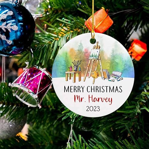 Miniatura 4 de Adorno de Navidad personalizado para pintor, artista pintor, regalo para árbol de Navidad, adorno de Navidad para artista 2023, texto personalizado
