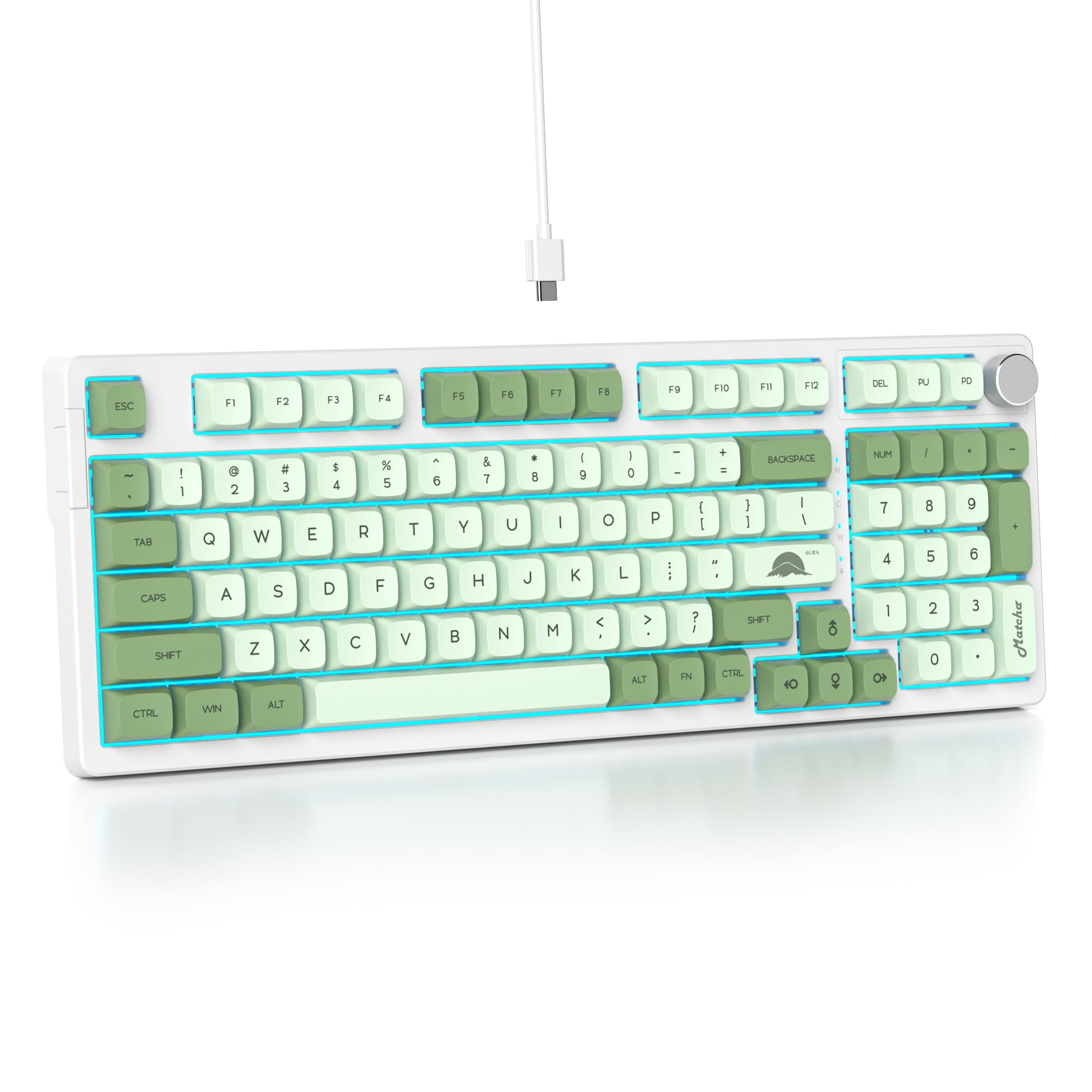 Verde Tastiera Meccanica 96% con Suono Cremoso e Tastierino Numerico, Montaggio a Guarnizione, Retroilluminazione RGB, Hot Swappable, Cablata, Gioco Tastiera Thocky QWERTY Americana