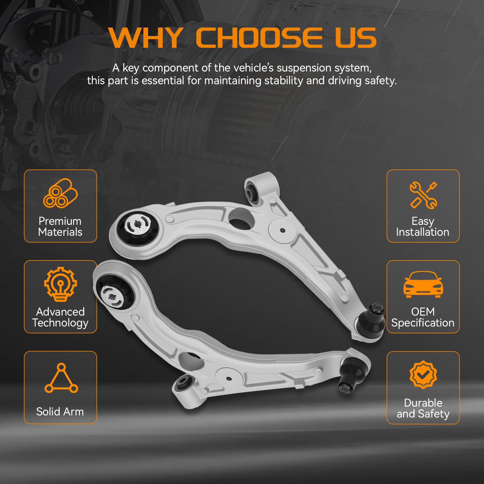 BRTEC Braccio di controllo sinistro e destro con giunto sferico Kit Set coppia adatto per Dodge Dart 2013-16