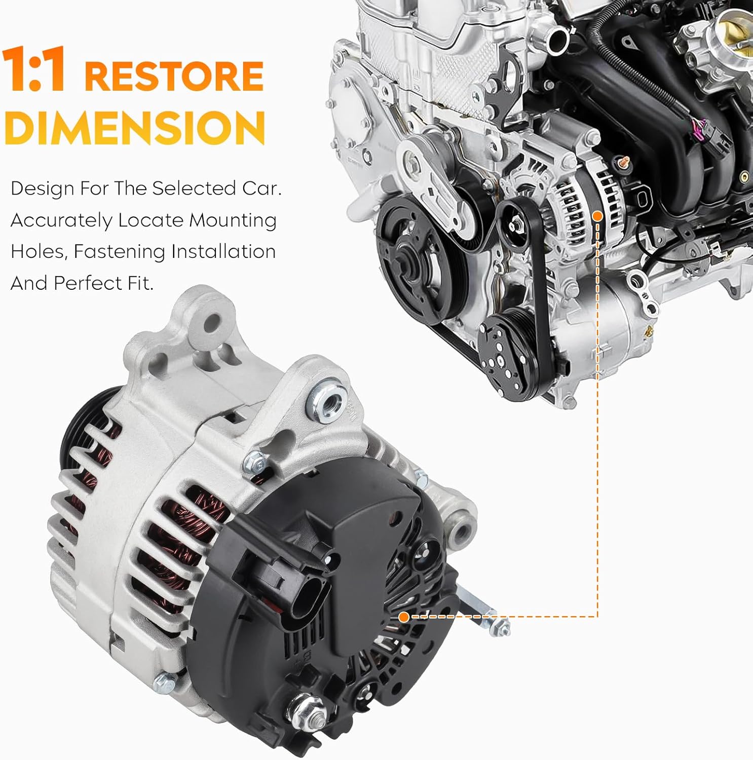 Alternator for Audi TT Quattro L4 1.8L 2000-2006, for VW Beetle Golf Jetta 1.9L 2.0L 1999-2006, ABO0229 40024039 98VW-10300-EA 028-903-028E 028-903-030A
