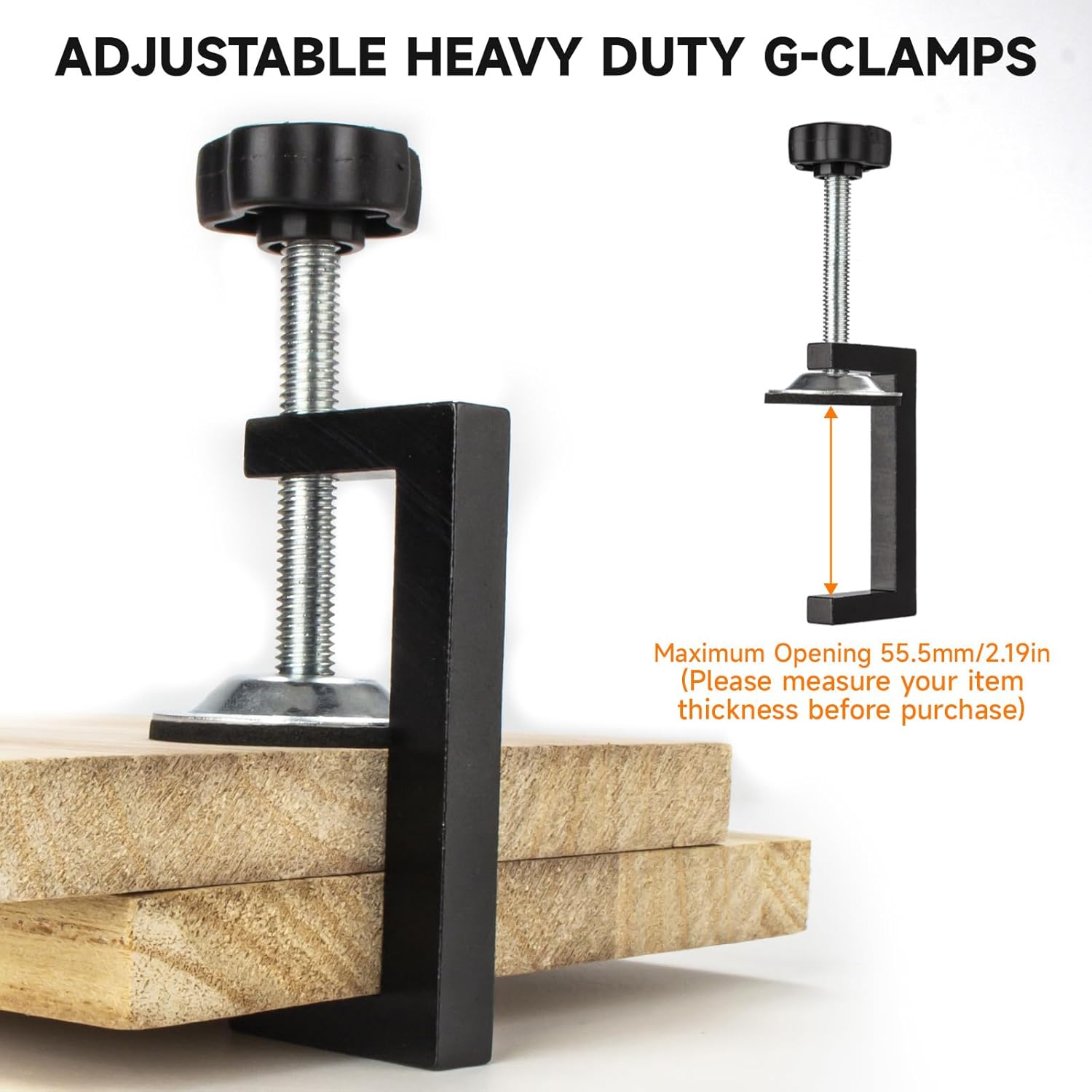 2 Pack C-Clamps for Woodworking Clamping,Heavy Duty Aluminium Carbon Steel Household Desk Table Clamps Small Welding Cutting Drilling Clamping for Wood Plastic and Workpieces Clamping, 2 Inch C Clamp