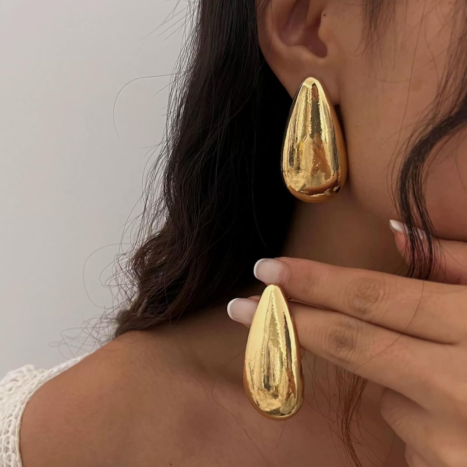 Chunky Earrings Minimalist Teardrop Trendy Jewelry Elegant Statement for Women Abstract Gold Silver Geometric Earrings - Image 3