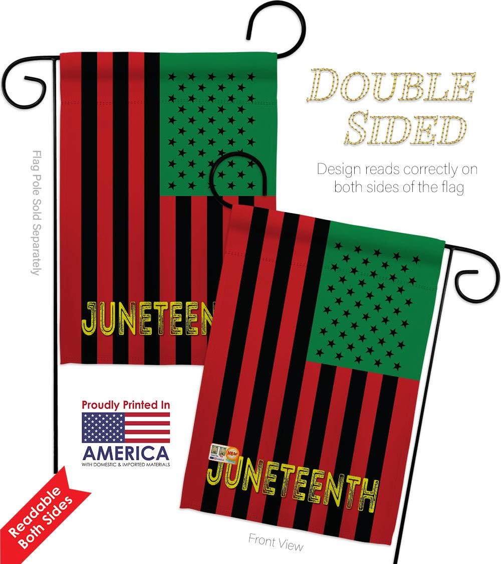 Juneteenth American Garden Flag Set with Stand Black History Jubilee Days African Americans Independence Day Small Decorative Gift Yard House Banner Double-Sided Made In USA 13 X 18.5