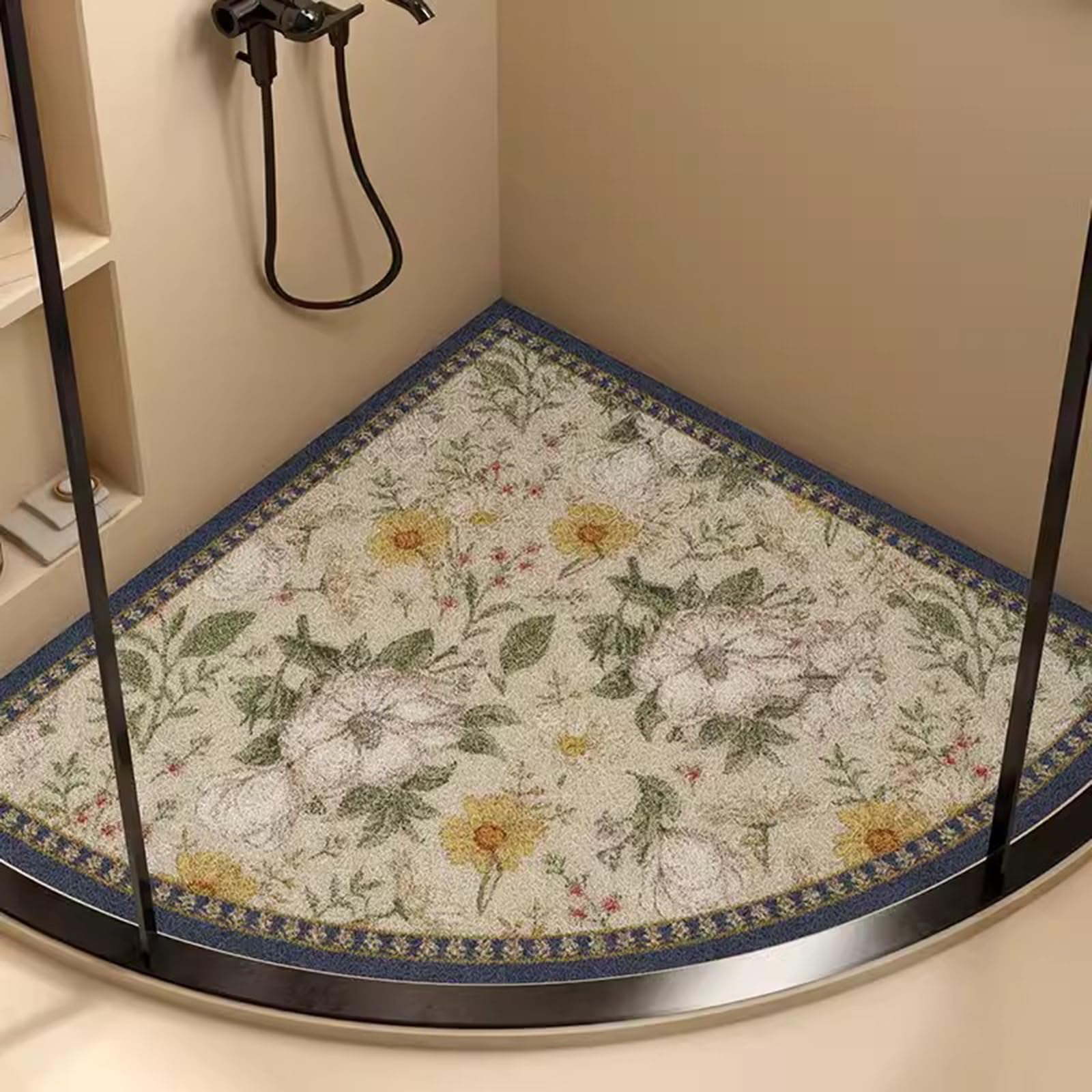 Corner Shower Mat, Shower Mats for Inside Shower, PVC Loofah Quick Drying Shower Matt Non Slip Anti Mould, Shower Mats Non Slip Anti Mould for Elderly, Easy to Clean,B,70x70cm(28x28inch)