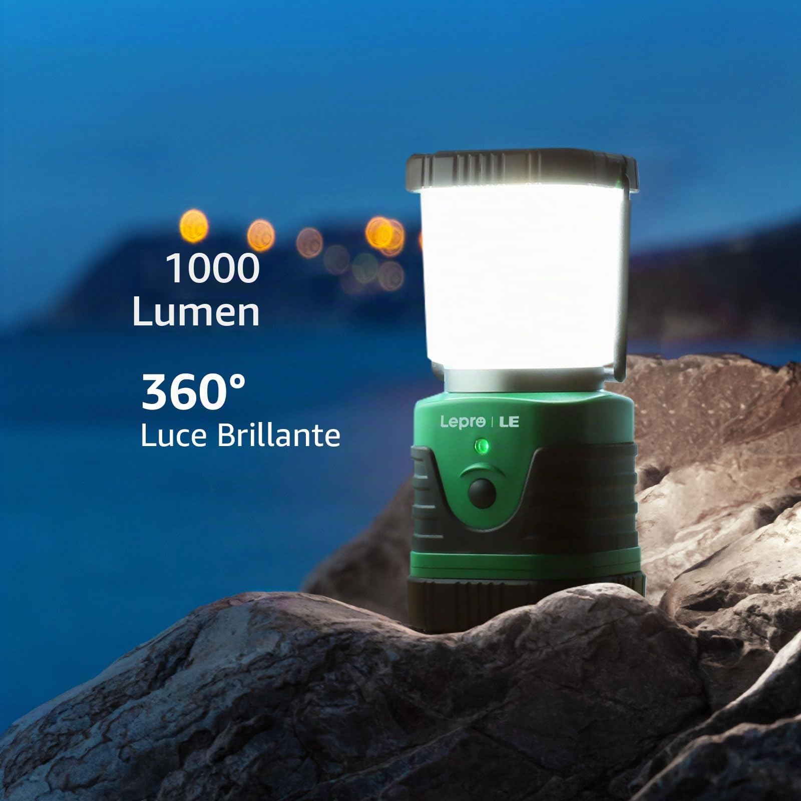Lepro Lampada LED da Campeggio Ricaricabile, Lanterna da Campeggio Portatile Impermeabile, 4 Modalità Dimmerabili, LED Luce Esterna per Campeggio, Escursionismo, Pesca, Emergenza, Tenda (Pacco da 2) | Batteria ricaricabile USB, 4 modalità regolabili, luce