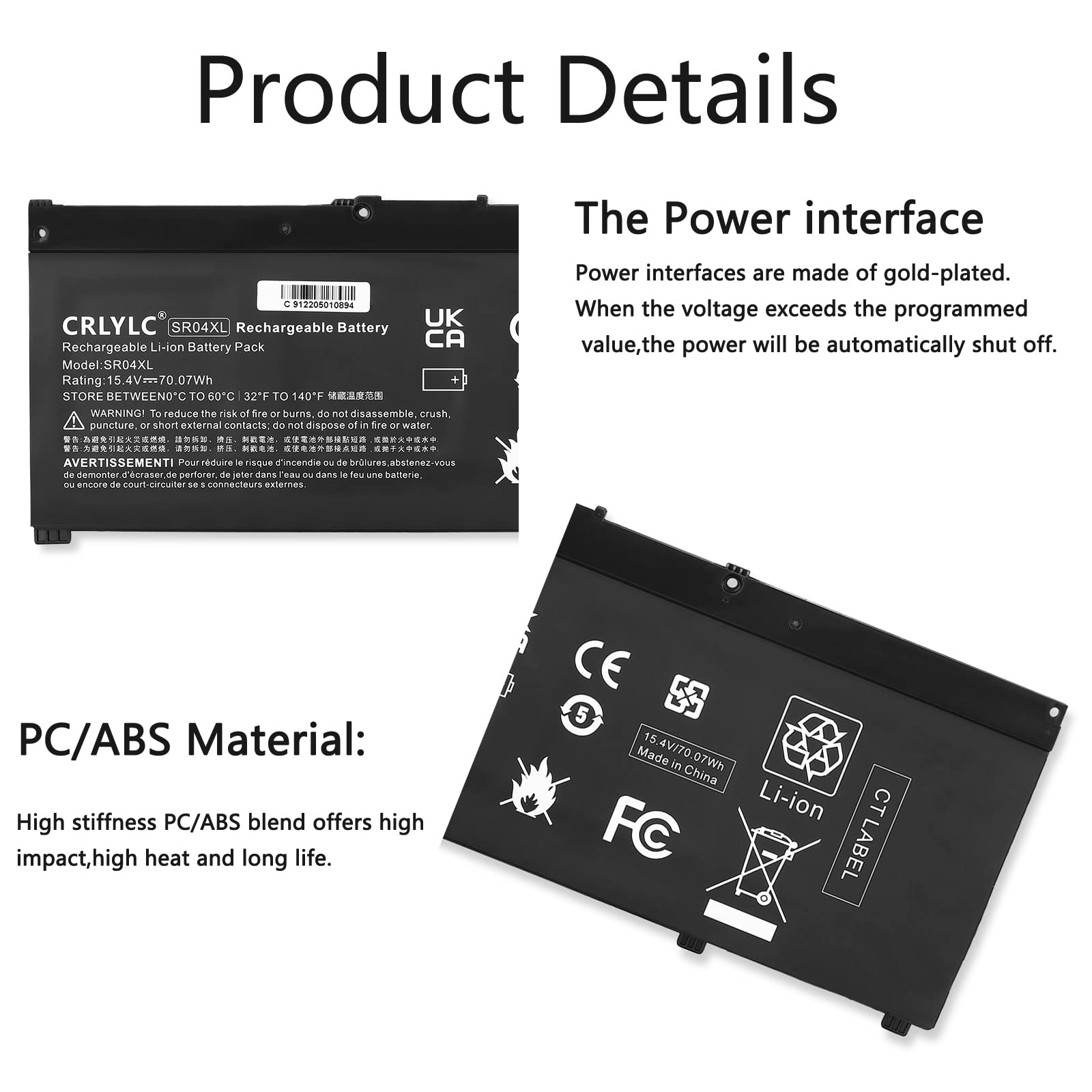 WLTree 15.4V 70Wh SR04XL Laptop Batterij voor HP Omen 15-CE 15-CE000NF CE002NG 15T-CE 15-DC 15-DC0001NG DC0001NL 17-CB Pavilion 15-CB079TX CB011TX ZBook 15v G5 917678-1B1 917678-2B1 917724-855 Battery