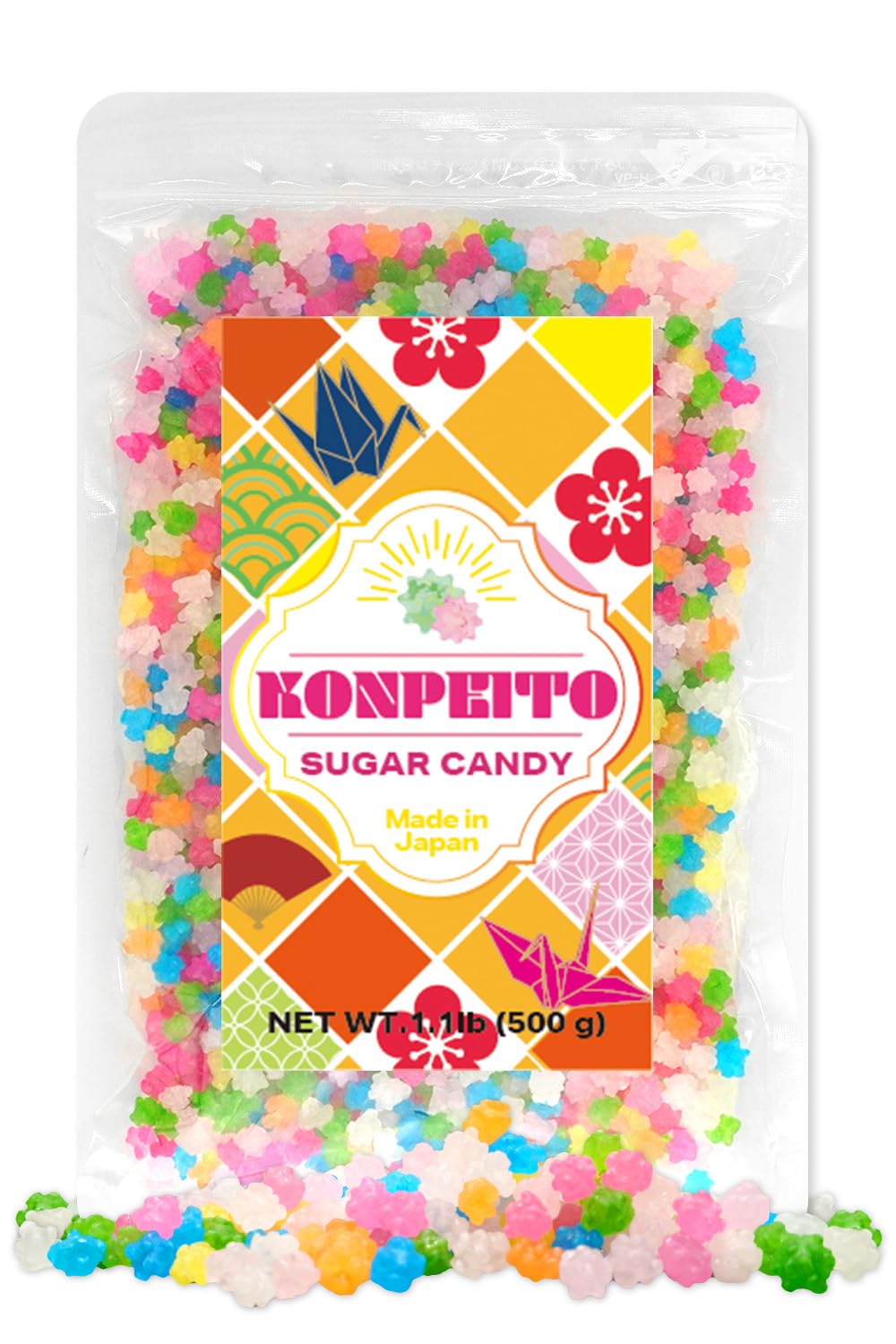 Konpeito, Japanese Star Candy, Assorted Colors & Flavors, Made in Japan,1.1lb (500g)