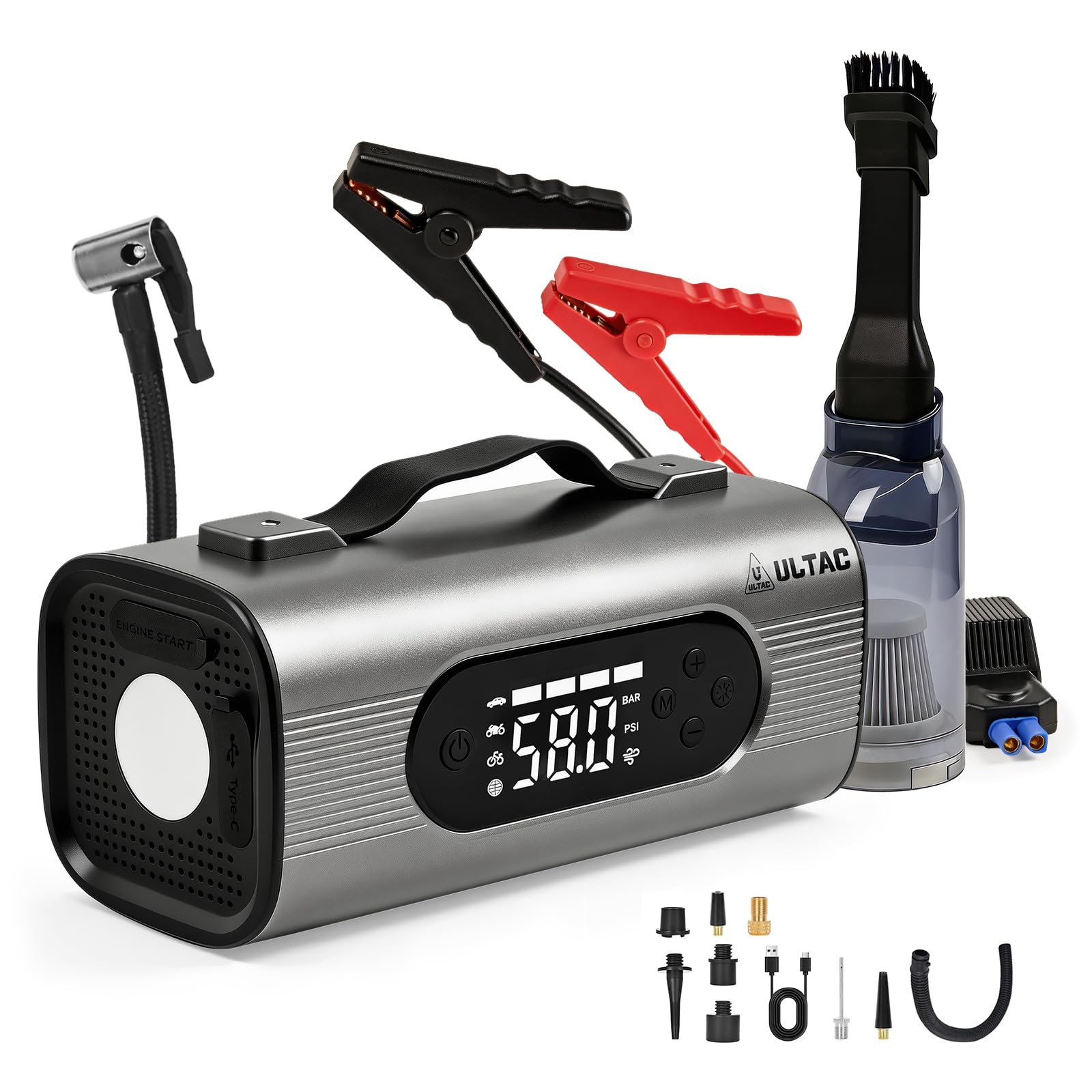 Amazon.com: 8 in 1 Jump Starter with Air Compressor 2000A Mini