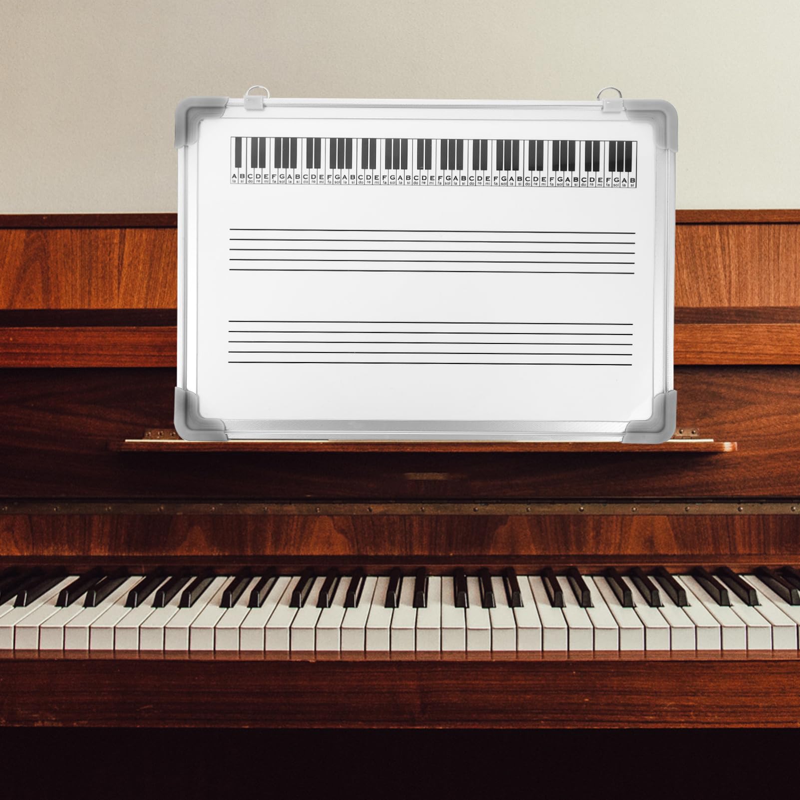 HOMSFOU Lavagna Musicale Cancellabile a Secco 17.32X12.01In Lavagnetta Bianca Con Pentagramma Per Istruzione Musicale Casa Studio Scuola Strumenti Educativi