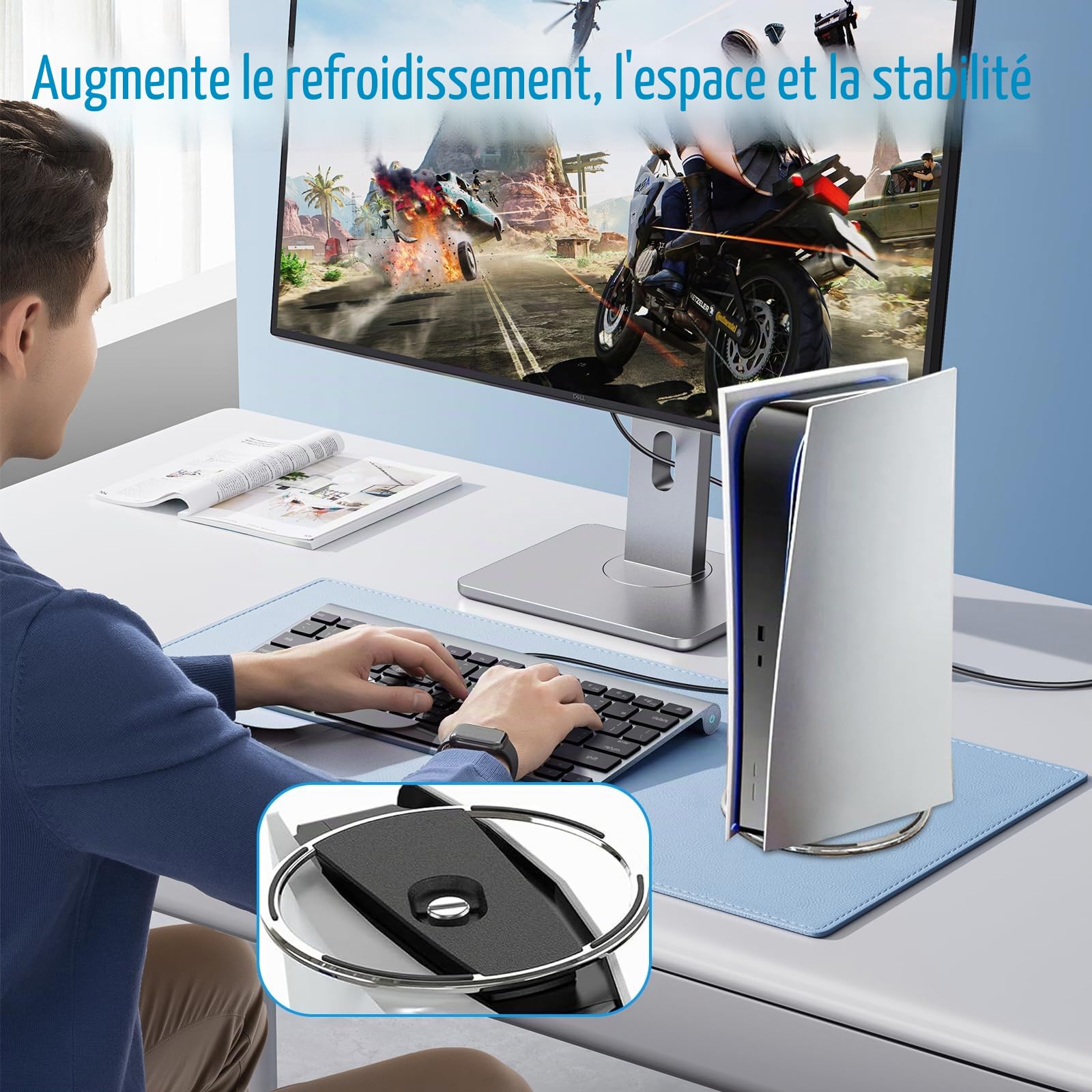 MeYuxg Support PS5 Accessoires de Jeux Vidéo Support pour Disque de Console PS5 et édition Numérique Support Vertical Base de Refroidissement Verticale Fine et Légère avec Support Vertical (Noir)